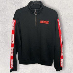 Super Nintendo Entertainment System 1/4 Zip Pullover Sweatshirt L Black